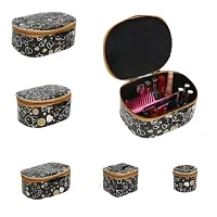 ultimatefashionista Combo Pack of 2 Supreme Quality Cosmetic Box Set of 5pc Vanity Box, Makeup Kit, Makeup Organizer, Bridal Organizer, Storage Case Vanity Box (Black)-thumb2