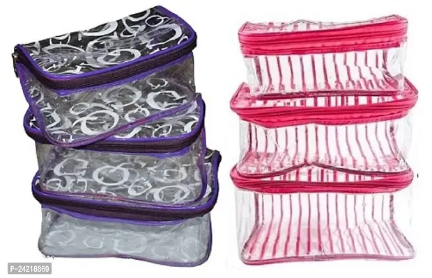 Ultimatefashionista Combo Pack of 2pc Multipurpose Vanity Box Set of 3pcs Vanity Box Makeup Kit Box Jewellery Box, Multipurpose Kit, Travelling Pouch Vanity Box (Purple,Pink)-thumb0