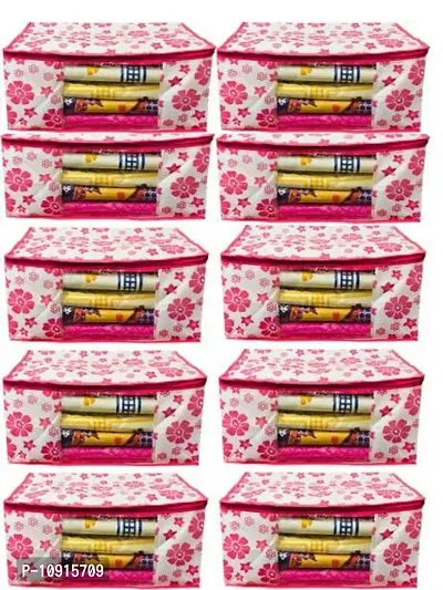 Saree cover Designer Non Woven Saree Cover Pink Floral Design set of 10 pcs