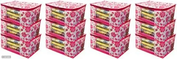 Saree cover Designer Non Woven Saree Cover Pink Floral Design set of 12 pcs