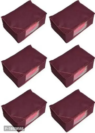 Pack of 6 Non Woven 10inch Designer Height Saree Cover (maroon)-thumb0