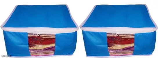ultimatefashionista saree cover Quality Pack of 2 Non Woven 10inch Designer Height Saree Cover 2 PC blue saree cover(n)  (Blue)-thumb0