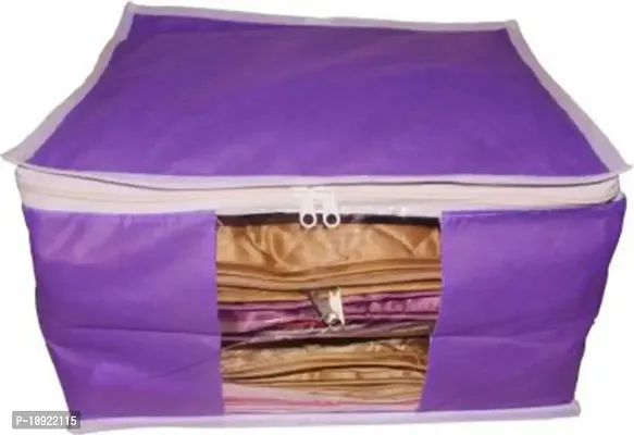 ultimatefashionista saree cover High Quality Pack of 1 Non Woven 10inch Designer Height Saree Cover Gift Organizer bag vanity pouch Keep saree/Suit/Travelling Pouch (Purple)-thumb0