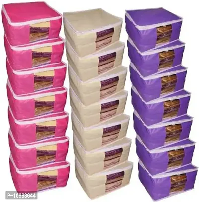 Saree cover Quality Pack of 21 Non Woven 10inch Designer Height Saree Cover 7purple7pink7cream(n)  (Multicolor)