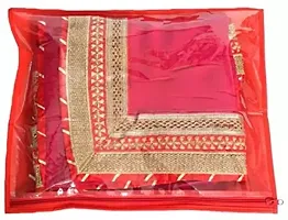 Saree cover High Quality Pack of 12 non woven golden single saree cover bag 12pc red cover  (red)-thumb1