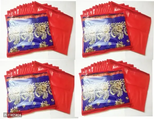 Aaree cover High Quality Pack of 48 non woven golden single saree cover bag 48pc red cover  (red)