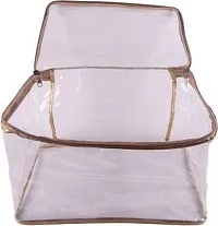 saree cover Full Transparent Big Saree/Blouse  Peticot Cover 12pc t.p saree cover  (GOLD)-thumb2