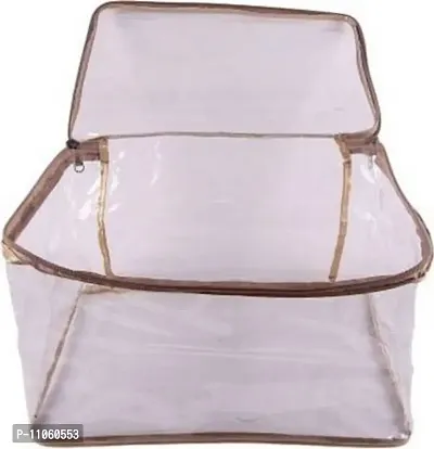 saree cover Full Transparent Big Saree/Blouse  Peticot Cover 12pc t.p saree cover  (GOLD)-thumb3