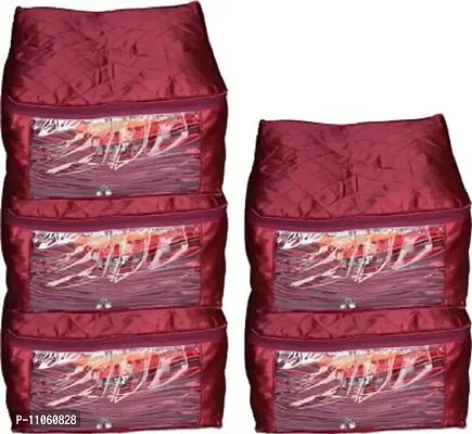 saree cover High Quality Travelling Bag Pack of 5 Large Bridal Saree Salwar 5pc tewech satin saree cover   (maroon)