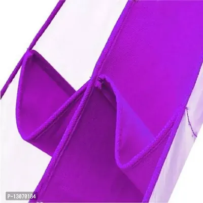 UF Combo Pack of 2 Pieces 6 Pocket Purse Organizer Hanging Handbag Wardrobe Organizer Closet Tidy Closet Organizer Wardrobe Rack Hangers Holder For Fashion Handbag Purse Pouch(Black, Purple)-thumb5
