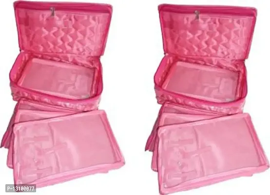 UF Pack of 2Pcs Necklace 5 Slot Pouches Bag Jewellery Vanity Box jewellery case Vanity Box jewellery churi box Vanity Box (Pink)