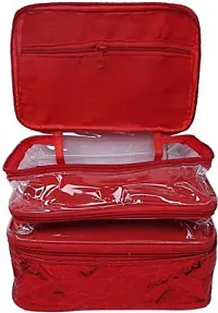 Pack Of 1 Pcs Transparent Pvc Make Up Kit Cum Jewellery Kit Makeup Bag Toiletries Bag Cosmetic Kit Pouch Utility Bag Vanity Box Red-thumb1