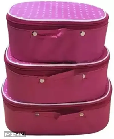 UF 3 pieces of best quality Makeup kit box Jewellery box, Vanity box, MakeUp Vanity Bag, storage Box, Multipurpose Kit, Travelling Bag Vanity Box&nbsp;&nbsp;(Pink)-thumb0