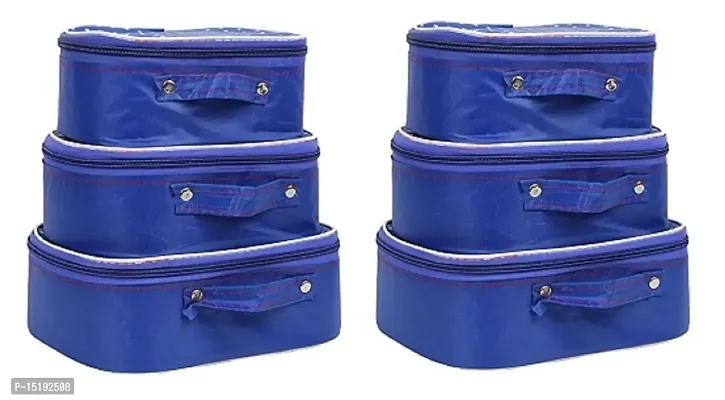 UF Pack of 2Pcs, 3Sets of best quality Makeup kit box Jewellery box, Vanity box, MakeUp Vanity Bag, storage Box, Multipurpose Kit, Travelling Bag Vanity Box (Blue)