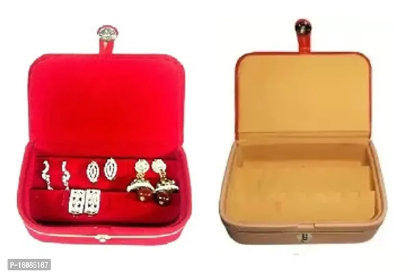 UF Combo Velvet and Leather Ring jewellery box(Red, Cream)