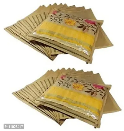 Fashionista Saree Cover Pack Of 24 Non Woven Golden Single Saree Cover Bag 24Pc Gold Cover Gold-thumb0