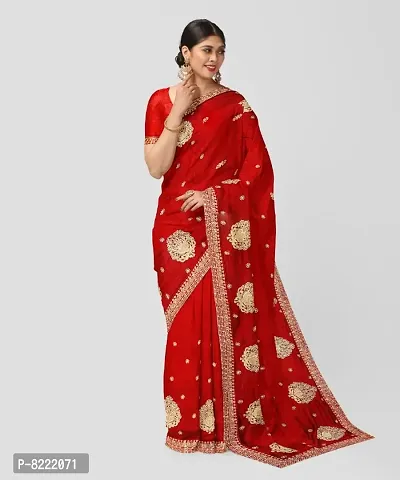 Classic Georgette Embroidered Saree with Blouse piece