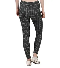 WW WON NOW Checked Printed Jeggings - Pants for Women and Girls Cotton Lycra Formals/Casual and Stretchable fit (Free Size - Waist Size Upto 28 inch to 32 inch)(fits to s, m, l Size) (2, Black)-thumb2