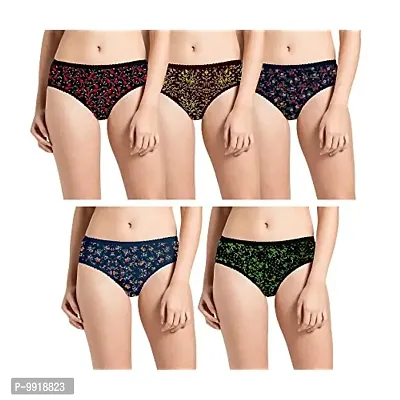 WON NOW Women's Cotton Panties/Briefs (Pack of 5) Combo Size ( m , l , XL , XXL ) Hipster Multicolour Dark Colour (100)