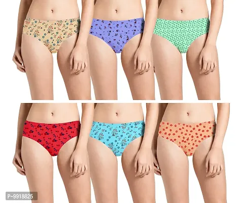 WW WON NOW Women's Cotton Panties/Briefs Combo (Pack of 6) Multicolor (Pink , Yellow , Blue , SkyBlue , Sandal , Violet ) Size m l XL XXL ( Colour May Vary ) (85 cm, m)