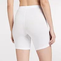 Womens Stretchable Cotton and Stretch Fabric Cycling Yoga Casual Shorts Pack Of 1 White-thumb2