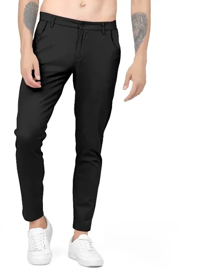 LooFoN Mens Regular Fit Casual Stretchable Trouser