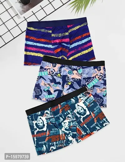 Trunks for Men Ultra Soft and Durable Micro Modal Fabric Multi Printed Brief.Color  Print May Vary.Pack Of 3