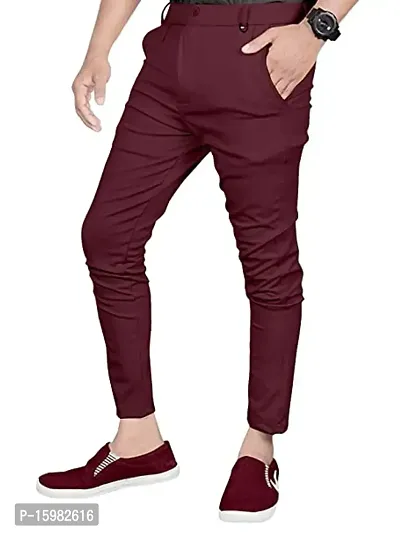 Classic Cotton Blend Solid Casual Trousers for Men-thumb3