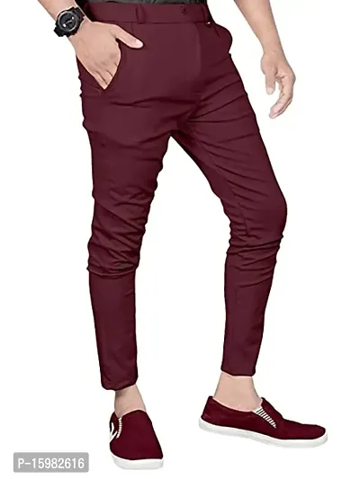 Classic Cotton Blend Solid Casual Trousers for Men-thumb2