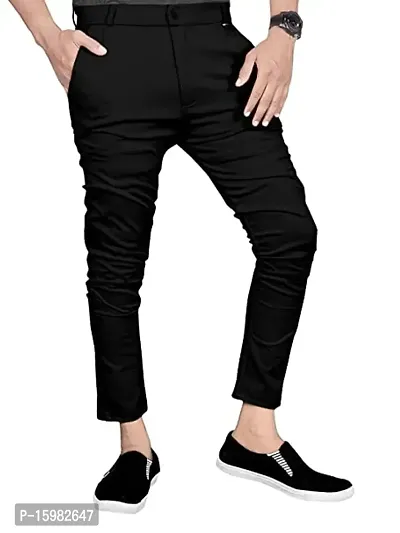 Classic Cotton Blend Solid Casual Trousers for Men-thumb0