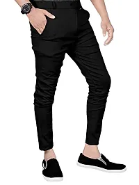 Classic Cotton Blend Solid Casual Trousers for Men-thumb2