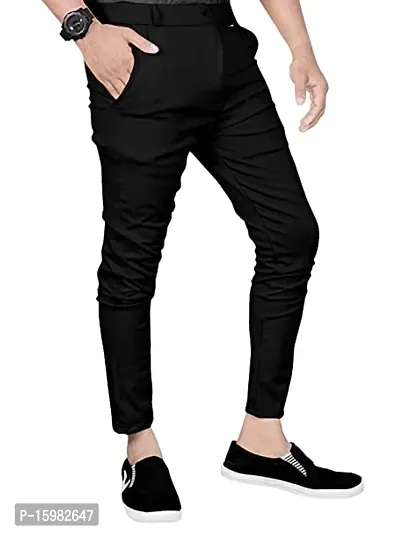 Classic Cotton Blend Solid Casual Trousers for Men-thumb3