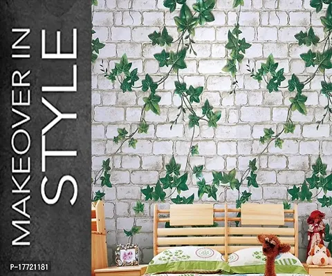 Self adhesive wallpaper sticker brick leaf pattern for wall decorati-thumb0