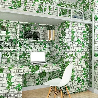 Self adhesive wallpaper sticker brick leaf pattern for wall decorati-thumb3