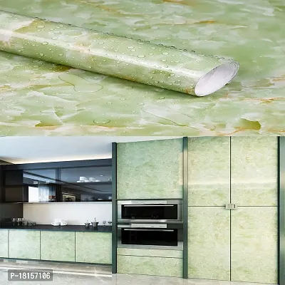 Kitchen cabinets Marble Wallpaper Oil Proof Waterproof Floor Tiles Stickers Waterproof Wall Paper for Home and Kitchen Deacute;cor (200X60 CM)-thumb0