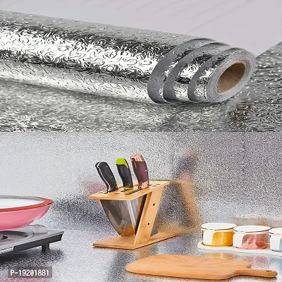 Kitchen Backsplash Wallpaper Peel and Stick Aluminum Foil Contact Paper Self Adhesive Oil-Proof Heat Resistant Wall Sticker for Countertop Drawer Liner Shelf Liner (200X60 CM)-thumb0