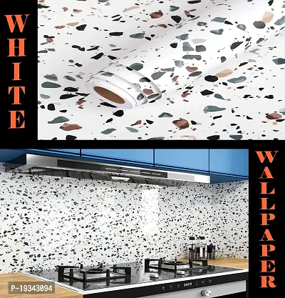 Kitchen cabinets Marble Wallpaper Oil Proof Waterproof Floor Tiles Stickers Waterproof Wall Paper for Home and Kitchen Deacute;cor (200X60 CM)-thumb0