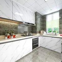 Kitchen cabinets Marble Wallpaper Oil Proof Waterproof Floor Tiles Stickers Waterproof Wall Paper for Home and Kitchen Deacute;cor (200X60 CM)-thumb3