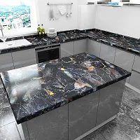 Kitchen cabinets Marble Wallpaper Oil Proof Waterproof Floor Tiles Stickers Waterproof Wall Paper for Home and Kitchen Deacute;cor (200X60 CM)-thumb3