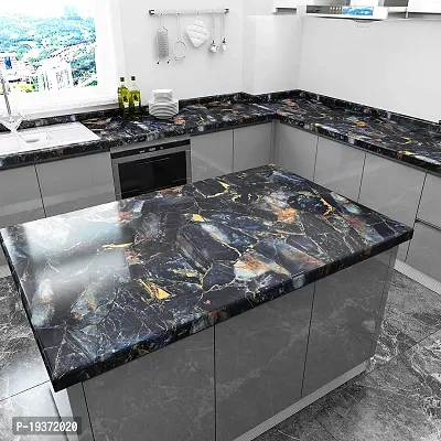 Kitchen cabinets Marble Wallpaper Oil Proof Waterproof Floor Tiles Stickers Waterproof Wall Paper for Home and Kitchen Deacute;cor (200X60 CM)-thumb4