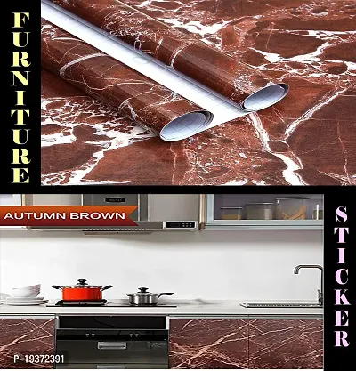 Kitchen cabinets Marble Wallpaper Oil Proof Waterproof Floor Tiles Stickers Waterproof Wall Paper for Home and Kitchen Deacute;cor (200X60 CM)-thumb0