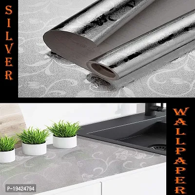 Kitchen Backsplash Wallpaper Peel and Stick Aluminum Foil Contact Paper Self Adhesive Oil-Proof Heat Resistant Wall Sticker for Countertop Drawer Liner Shelf Liner