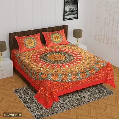 Fancy Cotton Printed Bedsheet with 2 Pillow Covers-thumb0