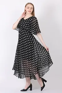 Stylish Georgette Polka Dot Print Maxi Dress For Women-thumb1