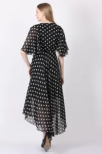 Stylish Georgette Polka Dot Print Maxi Dress For Women-thumb3