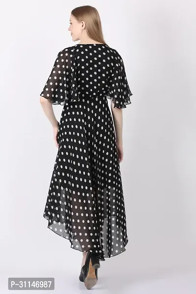 Stylish Georgette Polka Dot Print Maxi Dress For Women-thumb5