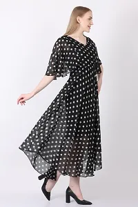 Stylish Georgette Polka Dot Print Maxi Dress For Women-thumb2