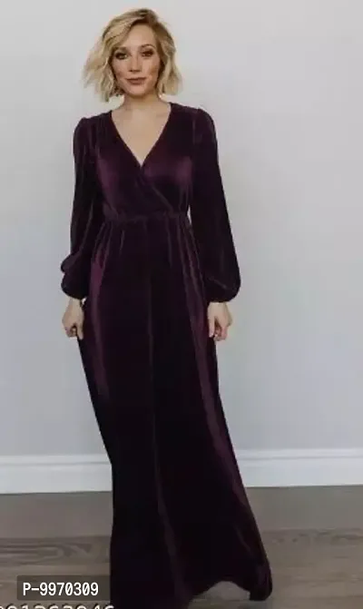 Beautiful Solid Velvet Dress For Women