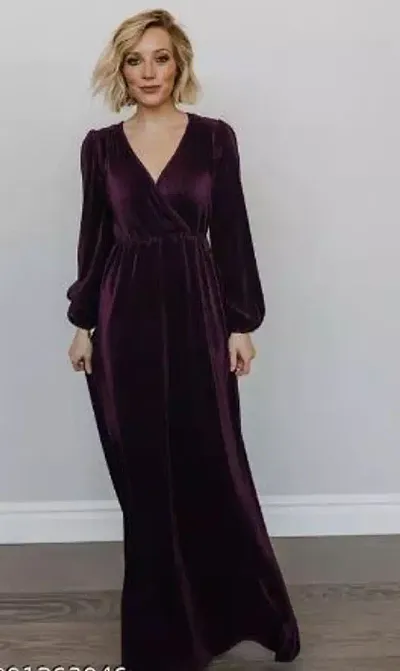 Beautiful Solid Velvet Dress For Women