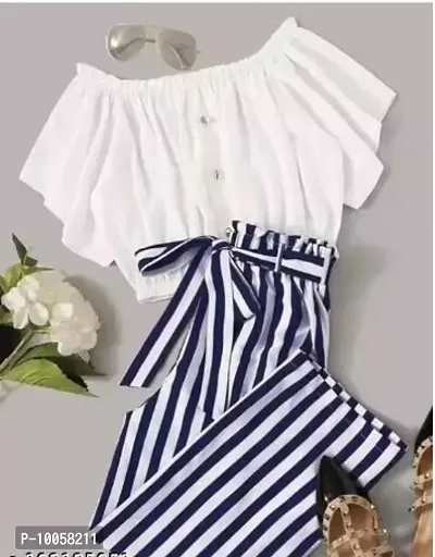 Trendy Women Crepe Top Bottom set